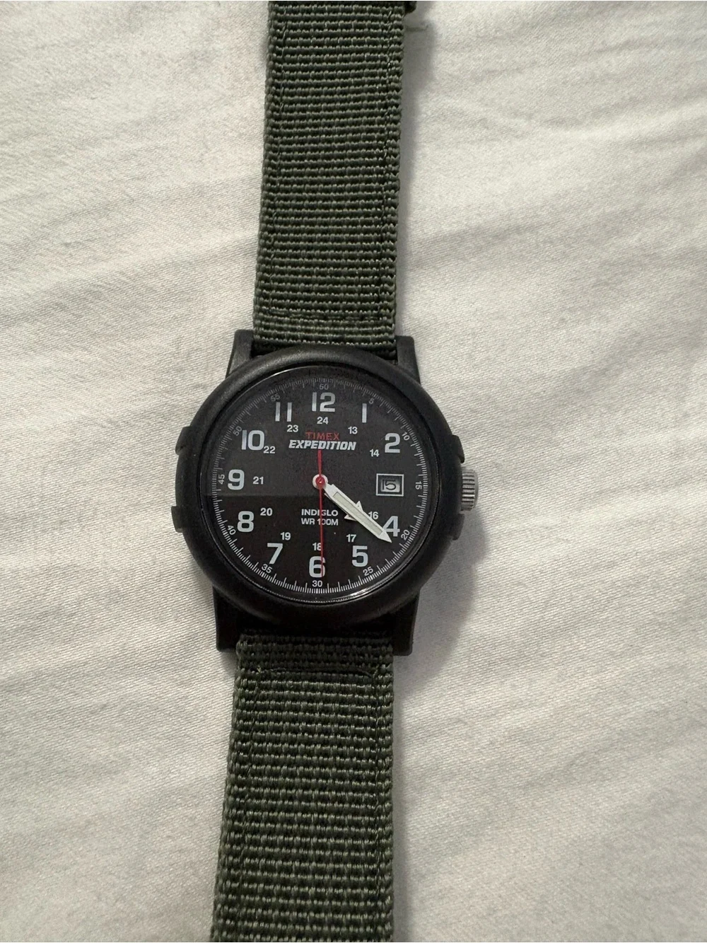 Timex Expedition Black Dial Watch with Olive Green Nylon Strap